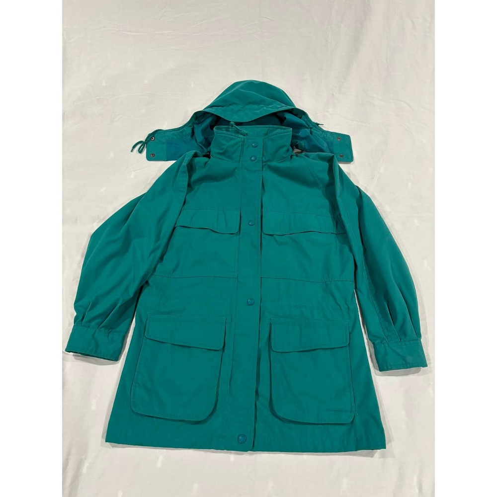 Eddie Bauer Teal Hooded Anorak Jacket Womens M Polyester Nylon Outdoor